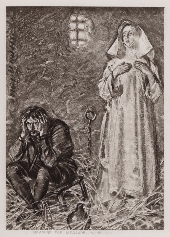 Mål for mål, akt III, Sc I (litho) av Edmund Joseph Sullivan