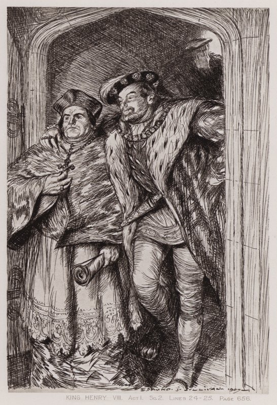 Den berømte historien om livet til kong Henry VIII, akt I, Sc 2 (litho) av Edmund Joseph Sullivan