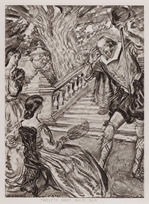 Tolvte natt; eller, hva du vil, akt III, Sc 4 (litho) av Edmund Joseph Sullivan