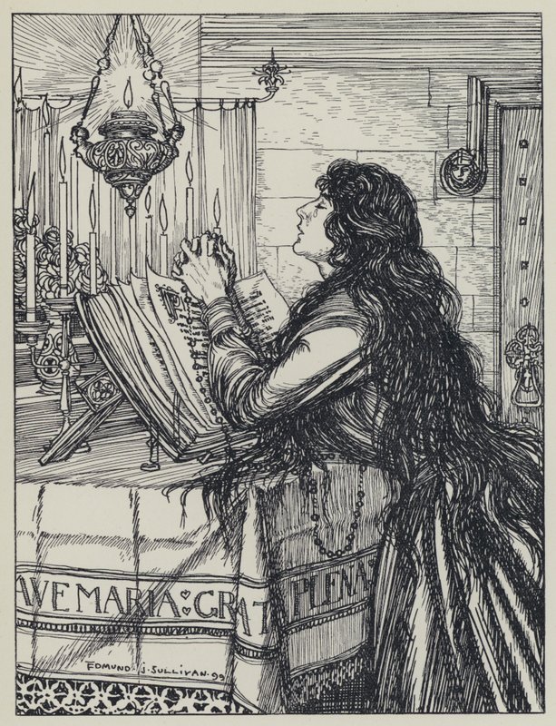 Tennyson, illustrasjon for A Dream of Fair Women and Other Poems av Edmund Joseph after Sullivan