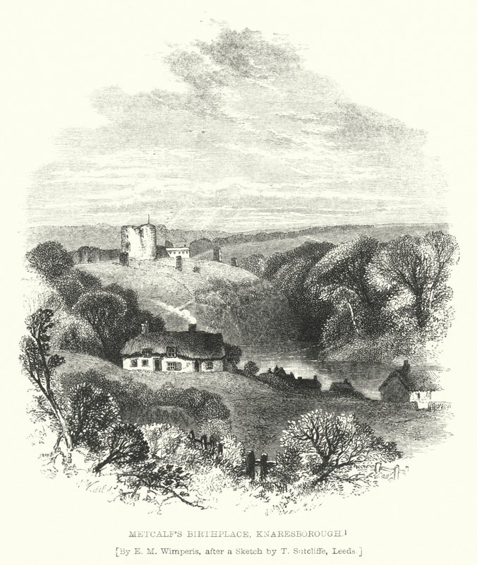 Metcalfs fødested, Knaresborough (gravering) av Edmund Morison (after) Wimperis