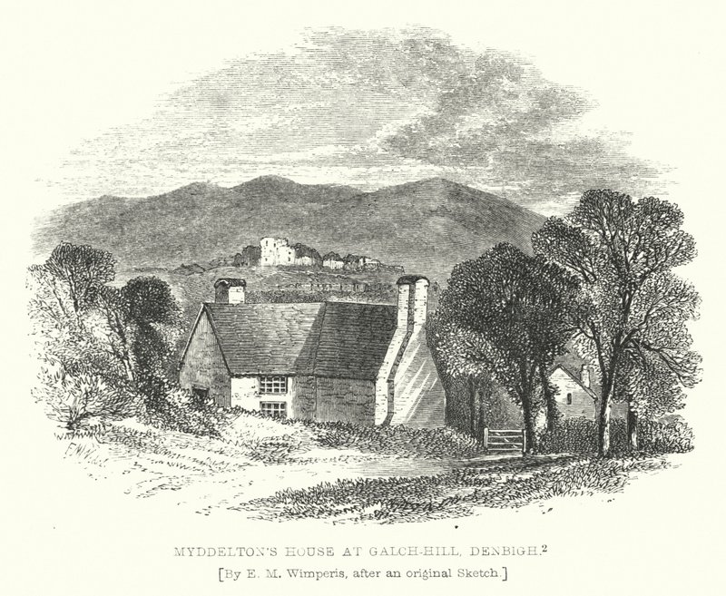 Myddeltons hus ved Lime-Hill, Denbigh (gravering) av Edmund Morison (after) Wimperis
