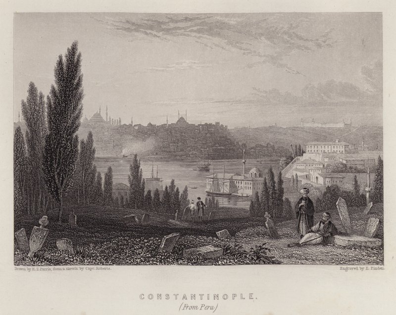 Konstantinopel, fra Pera (farge litho) av Edmund Thomas (after) Parris