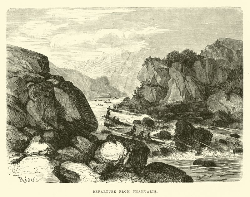 Avgang fra Chahuaris av Edouard Riou