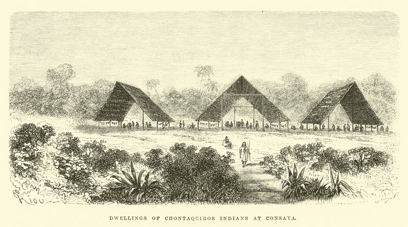 Boliger til Chontaquiros-indianere ved Consaya av Edouard Riou