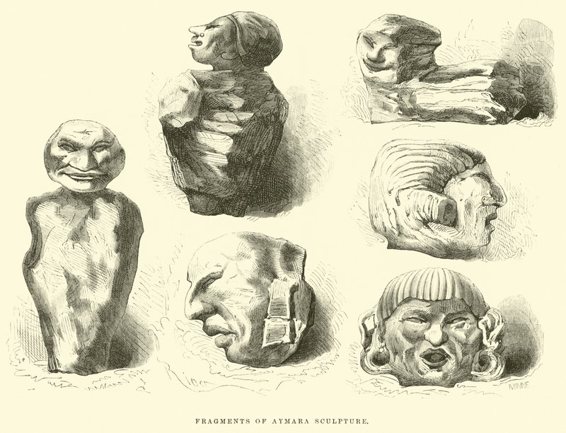 Fragmenter av Aymara-skulptur av Edouard Riou