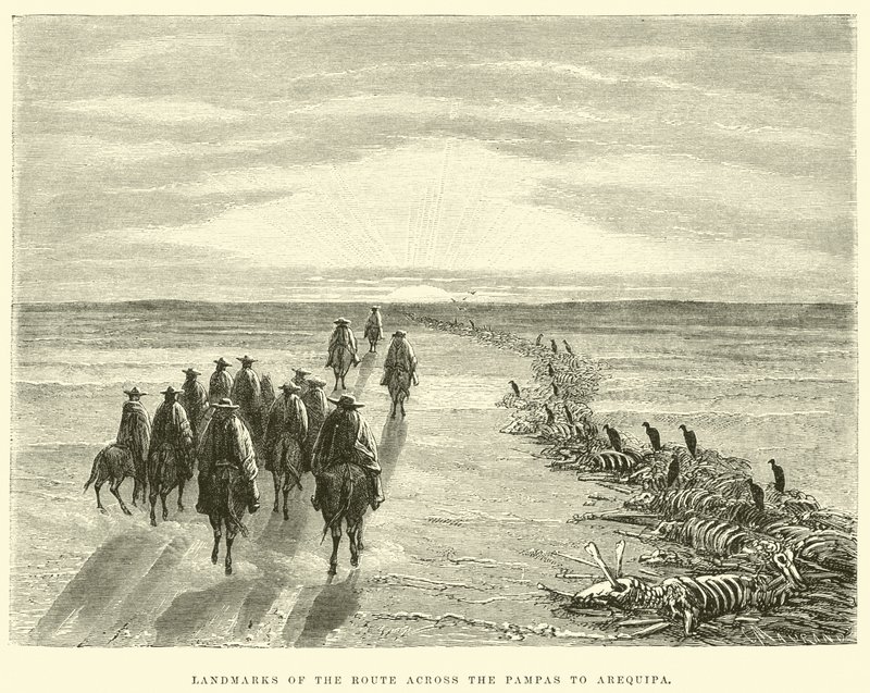 Landemerker på ruten over Pampas til Arequipa av Edouard Riou