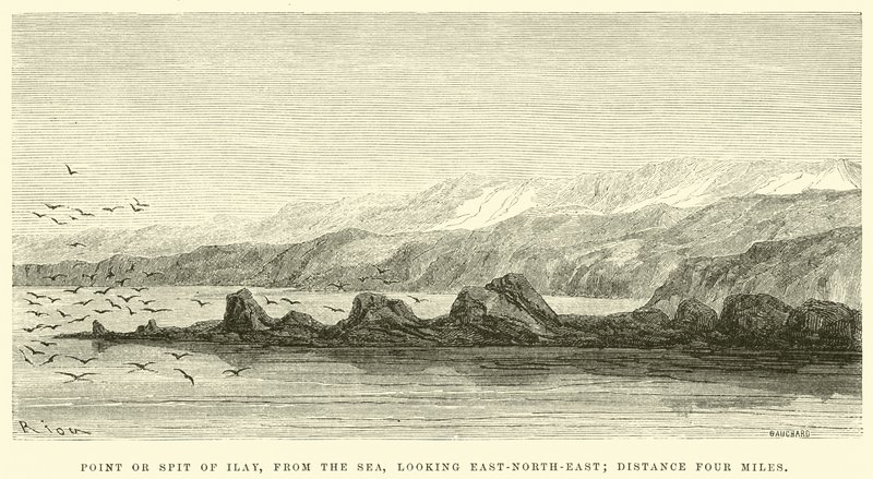 Punkt eller spytt av Ilay, fra havet, ser øst-nord-øst; avstand fire mil av Edouard Riou