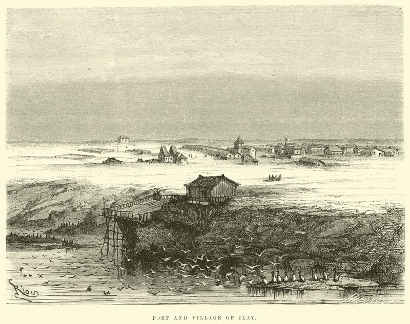 Havnen og landsbyen Ilay av Edouard Riou