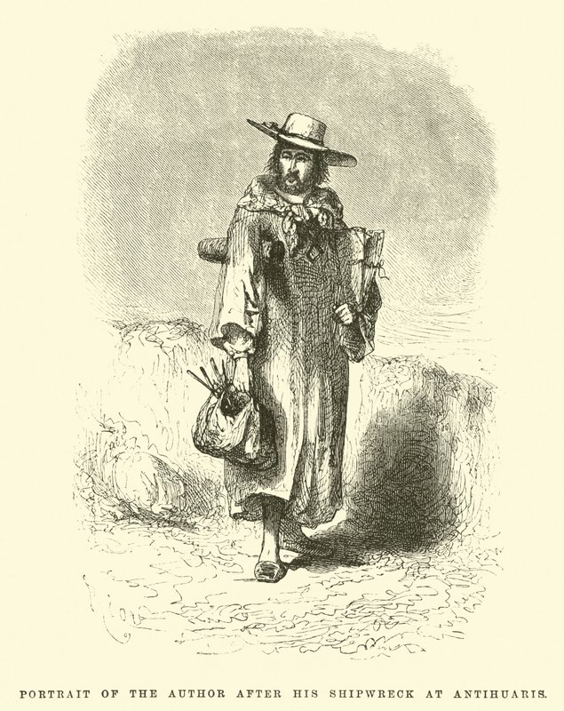 Portrett av forfatteren etter hans forlis ved Antihuaris av Edouard Riou