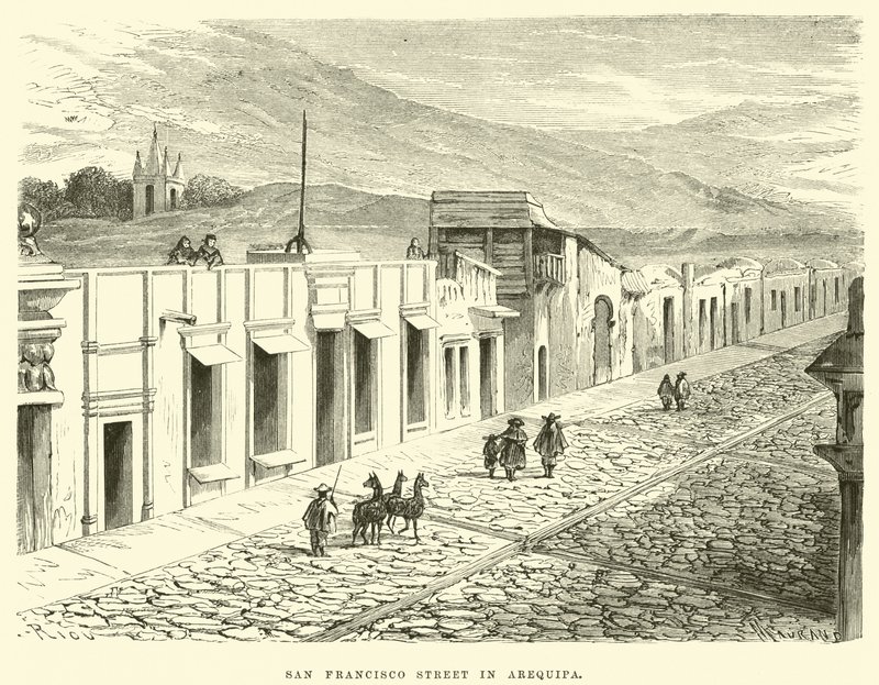 San Francisco Street i Arequipa av Edouard Riou