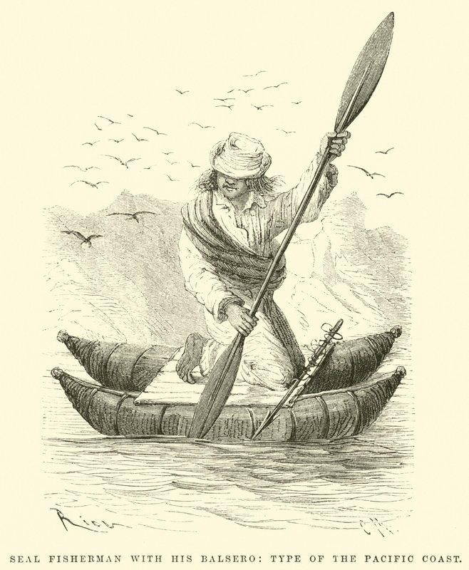 Selfisker med sin balsero, type Stillehavskysten av Edouard Riou