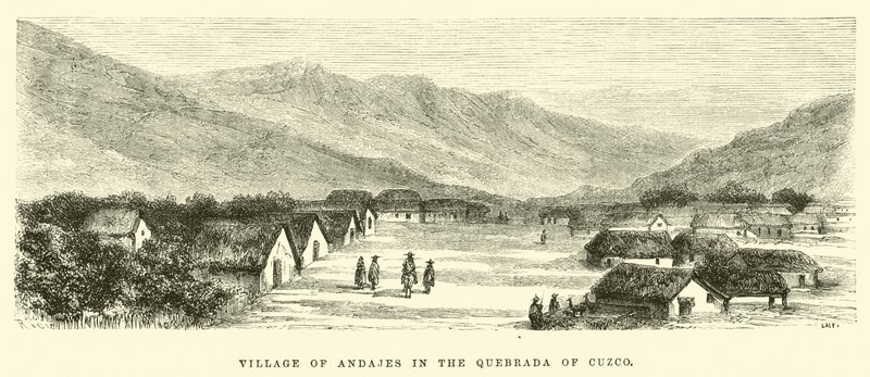 Landsbyen Andajes i Quebrada i Cuzco av Edouard Riou