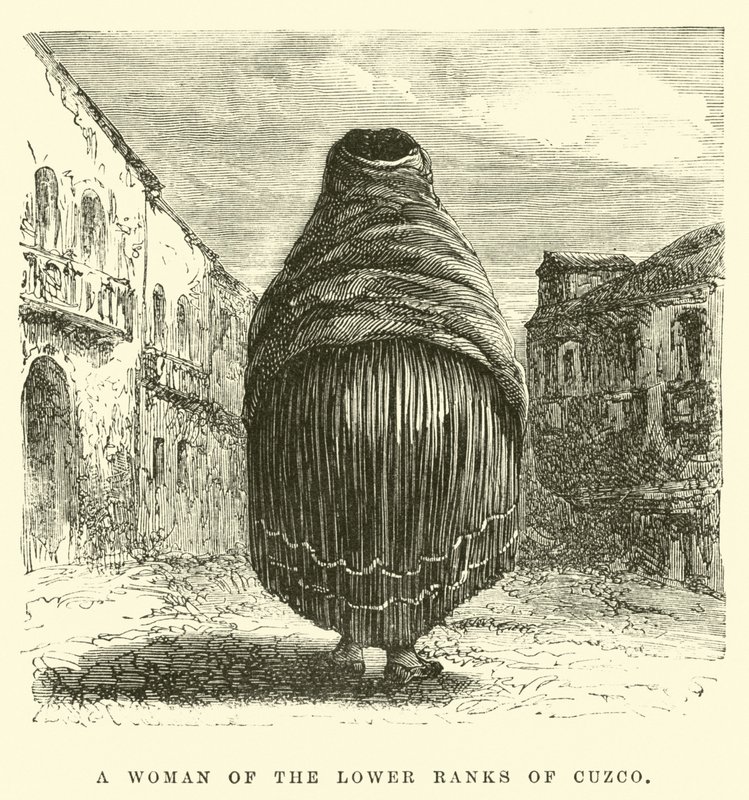 En kvinne i de lavere gradene i Cuzco (gravering) av Edouard (after) Riou