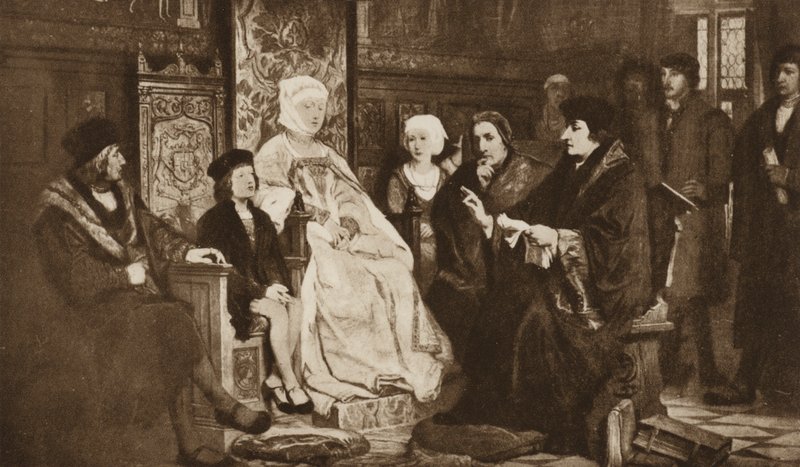 Erasmus leser for den unge keiser Charles V, Brussel av Edouard Jean Conrad (after) Hamman