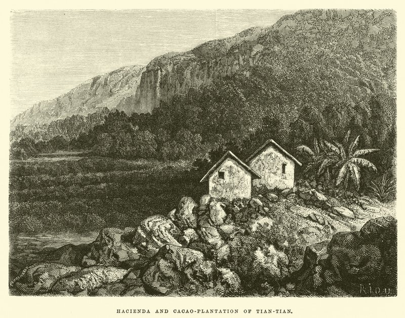 Hacienda og kakao-plantasjen i Tian-tian av Edouard Riou