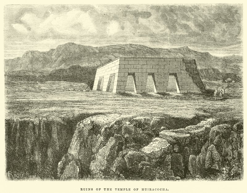 Ruinene av Huiracochas tempel av Edouard Riou
