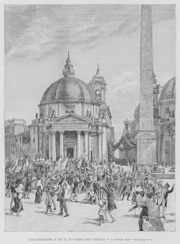 Akklamasjon til Pius IX på Piazza del Popolo av Edouardo Matania
