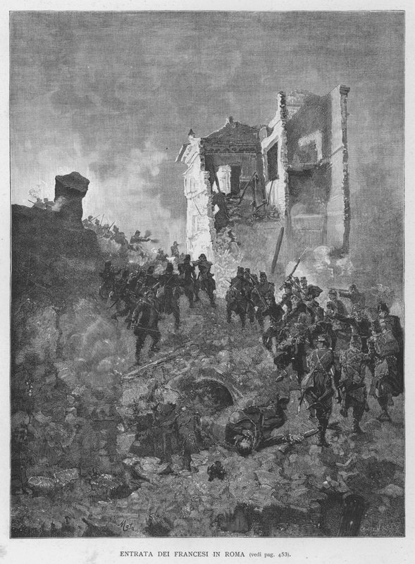 Franskmennenes inntreden i Roma (gravering) av Edouardo Matania