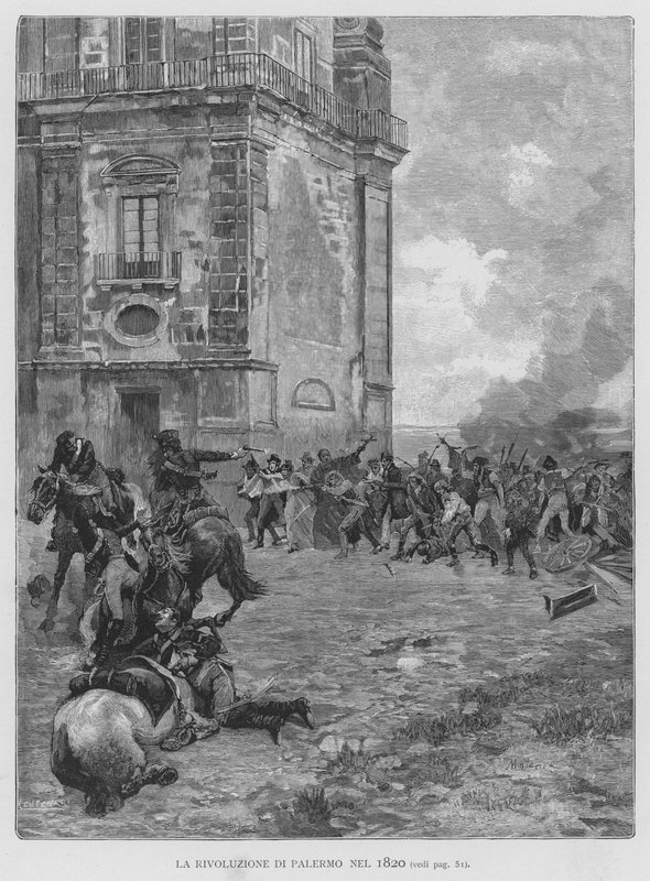 Palermo-revolusjonen i 1820 (gravering) av Edouardo Matania