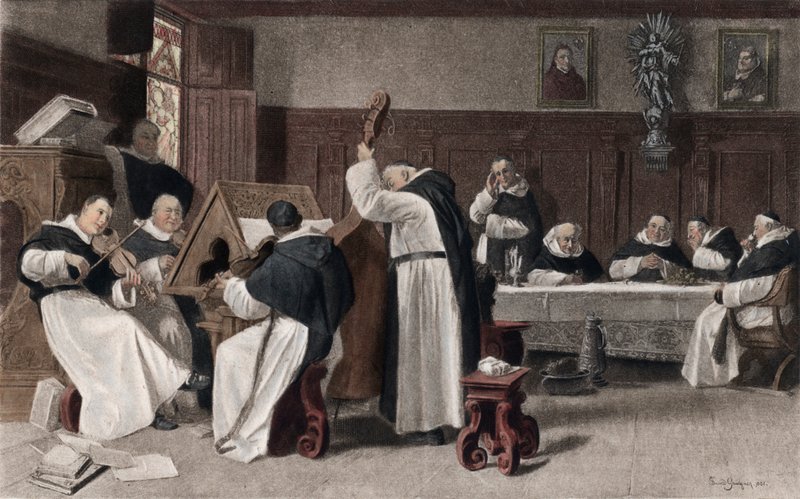 Siesta i klosteret (fotogravure i farger) av Eduard von after Grutzner