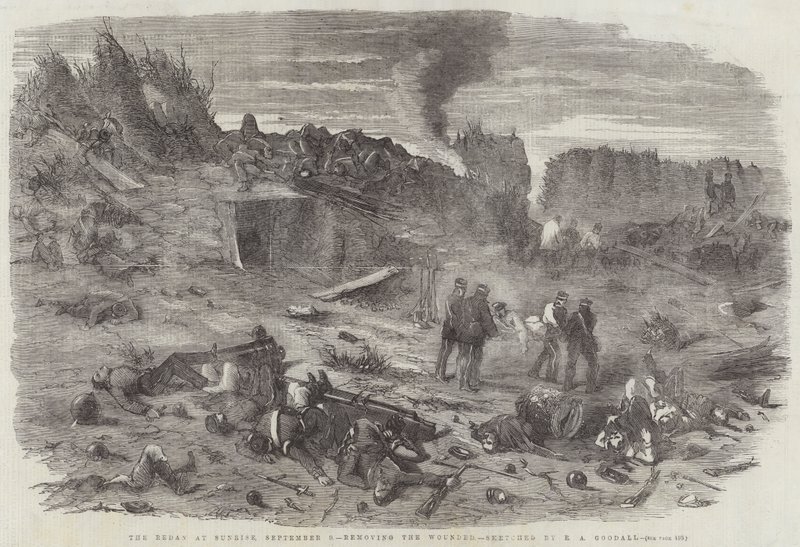 Redan ved soloppgang, 9. september, fjerner de sårede av Edward Angelo Goodall