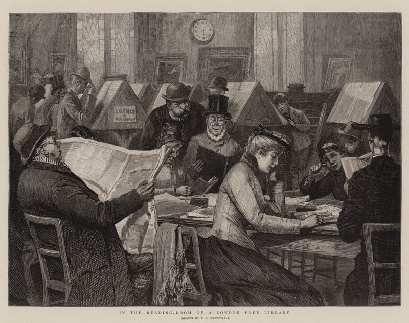 I lesesalen til et gratisbibliotek i London av Edward Frederick Brewtnall