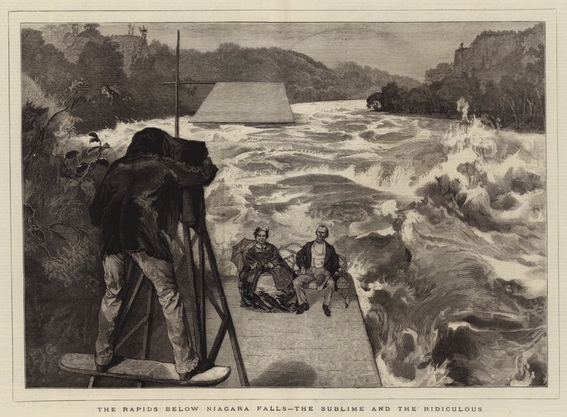 Rapids under Niagara Falls, det sublime og det latterlige av Edward John Gregory