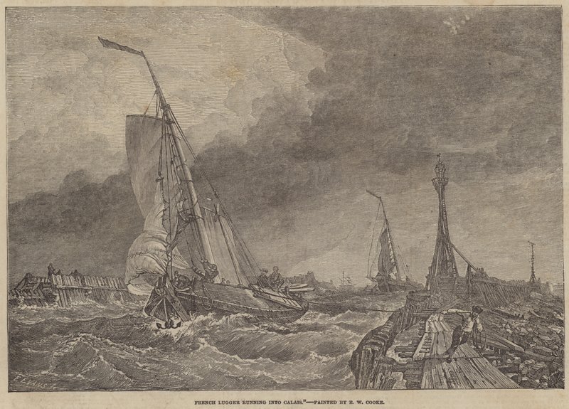 Fransk Lugger løper inn i Calais av Edward William Cooke