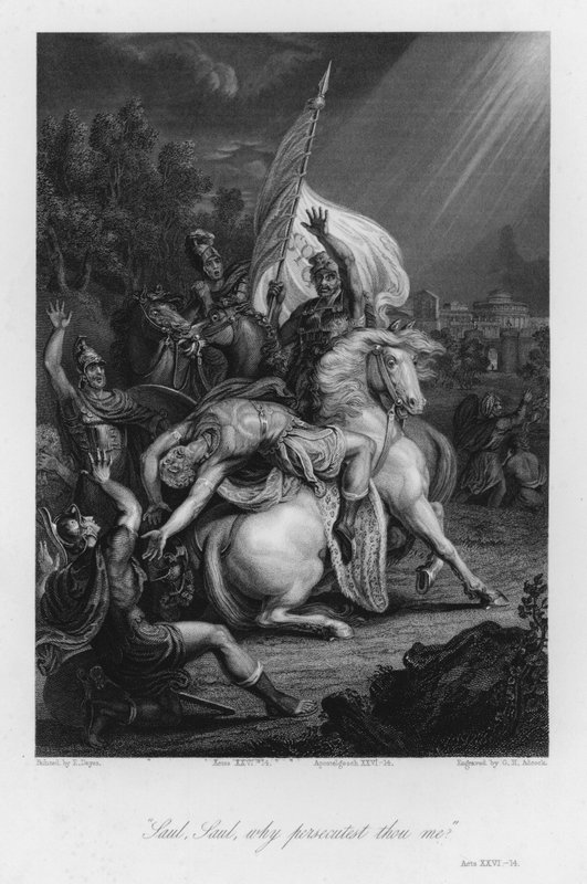 Saulus omvendelse, Apostlenes gjerninger XXVI av Edward (after) Dayes