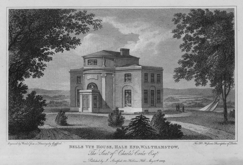 Belle Vue House, Hale End, Walthamstow, setet til Charles Cooke (gravering) av Edward (after) Gyfford