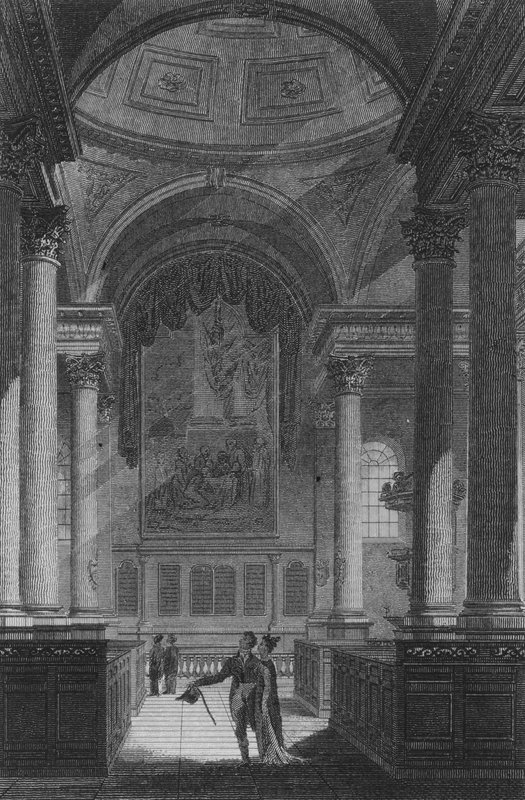 St Stephen's Walbrook, London (gravering) av Edward (after) Gyfford