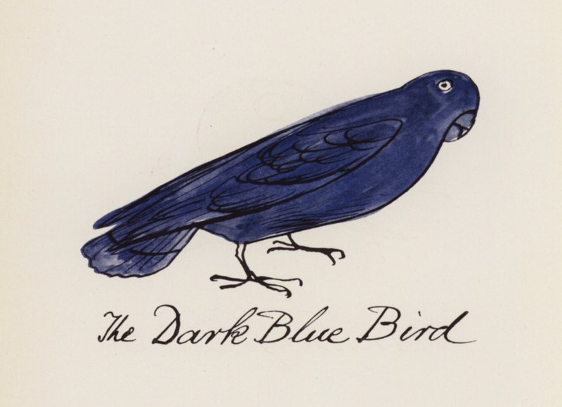 Edward Lear, The Bird Book: The Dark Blue Bird (farge litho) av Edward (after) Lear