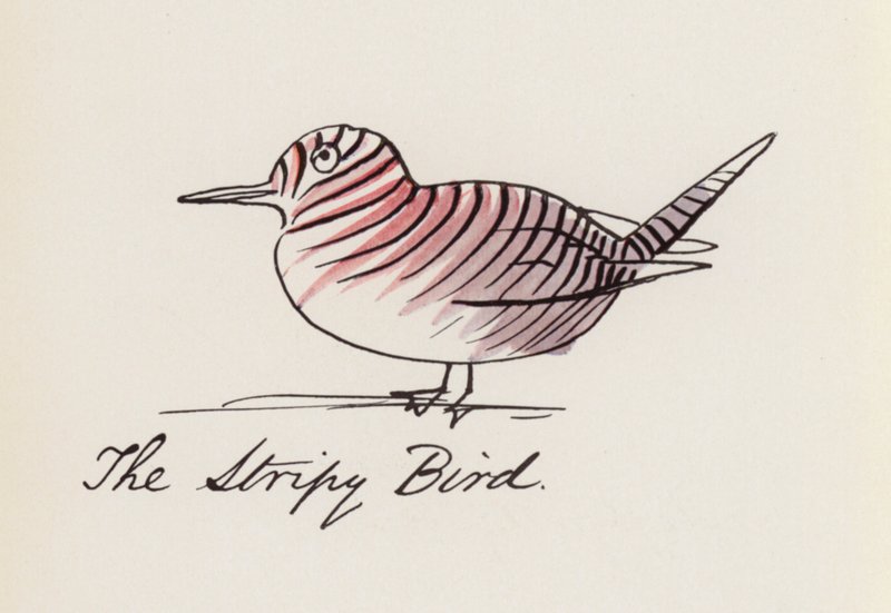 Edward Lear, The Bird Book: The Stripy Bird (farge litho) av Edward (after) Lear