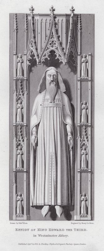 Bilde av kong Edward den tredje, i Westminster Abbey (gravering) av Edward Blore