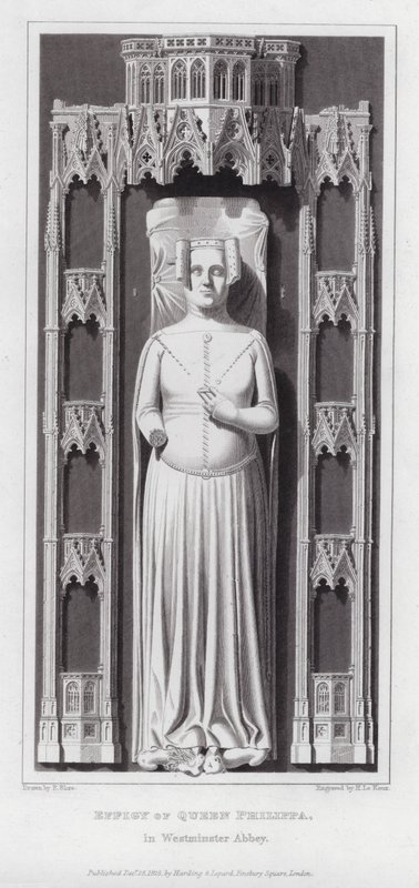 Bilde av dronning Philippa, i Westminster Abbey (gravering) av Edward Blore