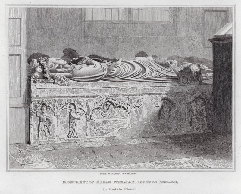 Monument til Brian Fitzalan, baron av Bedale, i Bedale kirke (gravering) av Edward Blore