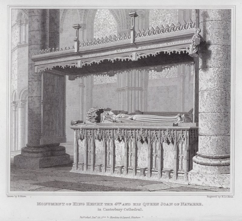 Monument over kong Henry den 4. og hans dronning Joan av Navarre, i Canterbury katedral (gravering) av Edward Blore