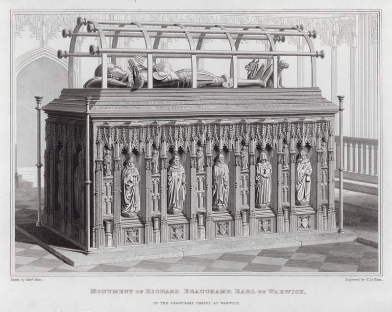 Monument til Richard Beauchamp, jarl av Warwick, i Beauchamp-kapellet i Warwick (gravering) av Edward Blore