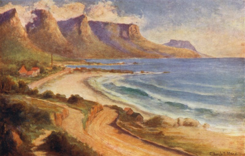 Cape Peninsula, Sør-Afrika: Camps Bay (farge litho) av Edward Clark Churchill Mace