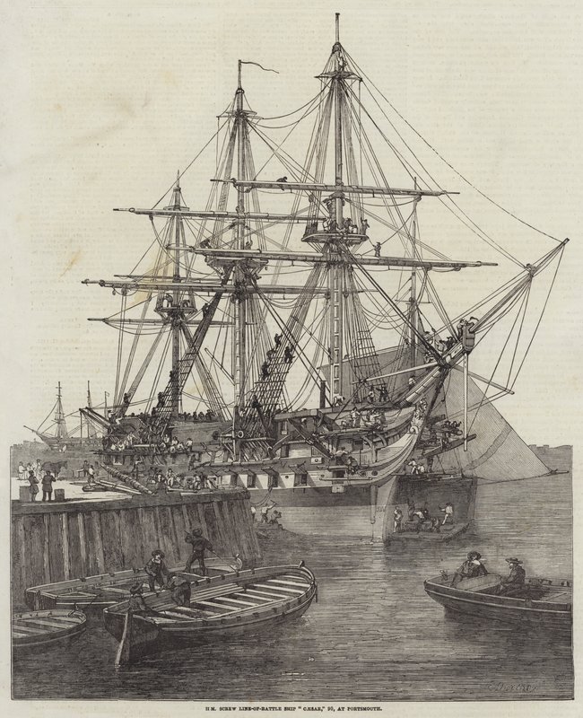 HM Screw Line-of-Battle Ship Caesar, 90, i Portsmouth av Edward Duncan