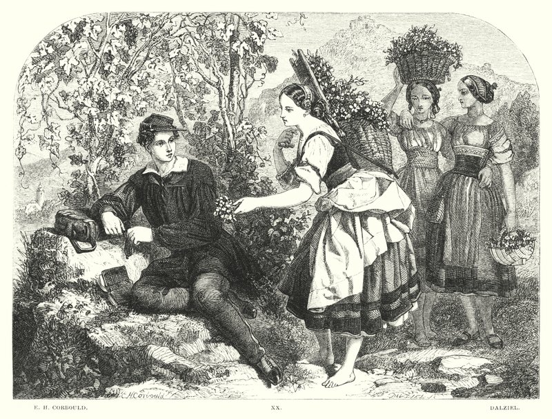 Lord Byrons barn Harold, Canto III, strofe 55 (gravering) av Edward Henry (after) Corbould