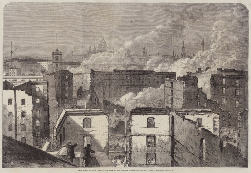 Ruinene av den sene store brannen i Southwark av Edward Hull