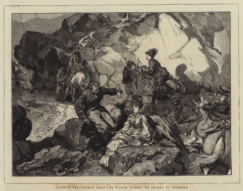 Ferieskisser, et stopp for vann under en bestigning av Snowdon av Edward John Gregory