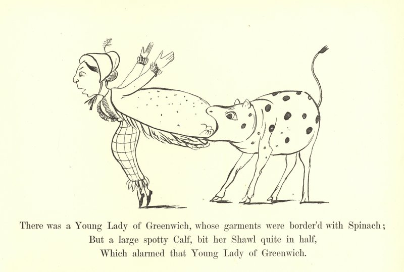 Det var en ung dame fra Greenwich, hvis plagg var avgrenset med spinat av Edward Lear