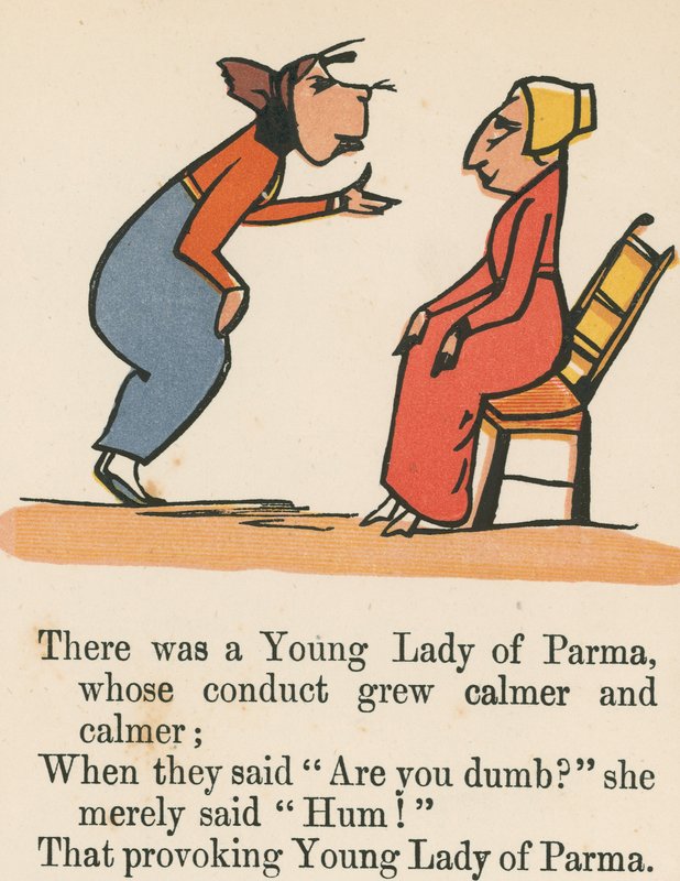 Det var en ung dame fra Parma, hvis oppførsel ble roligere og roligere, fra 