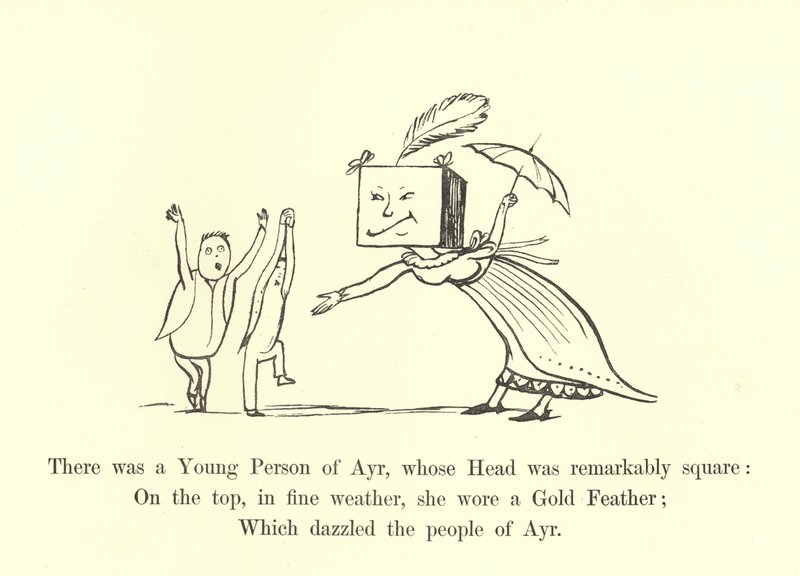 Det var en ung person fra Ayr, hvis hode var bemerkelsesverdig firkantet av Edward Lear