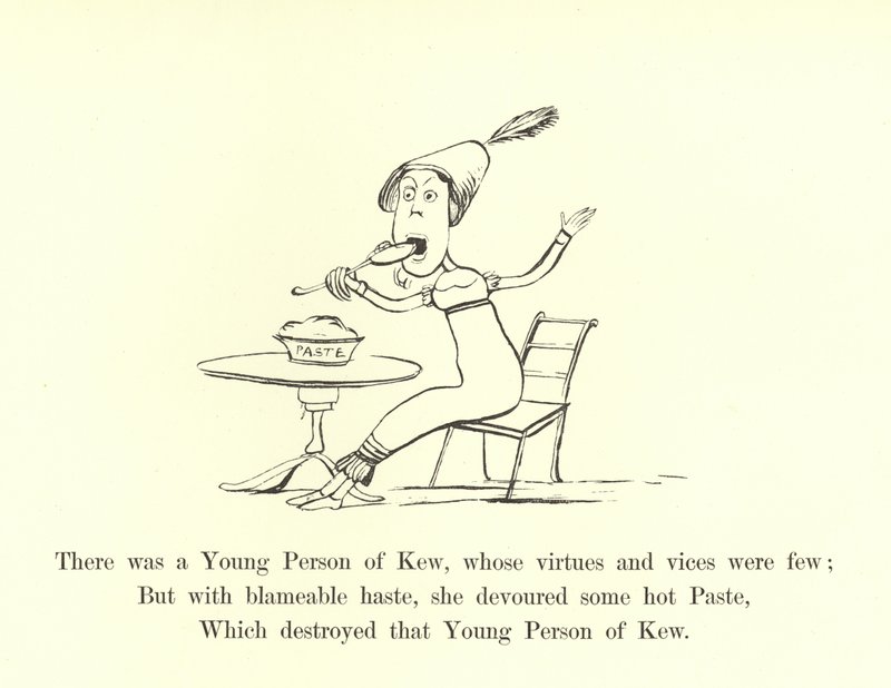 Det var en ung person fra Kew, hvis dyder og laster var få av Edward Lear