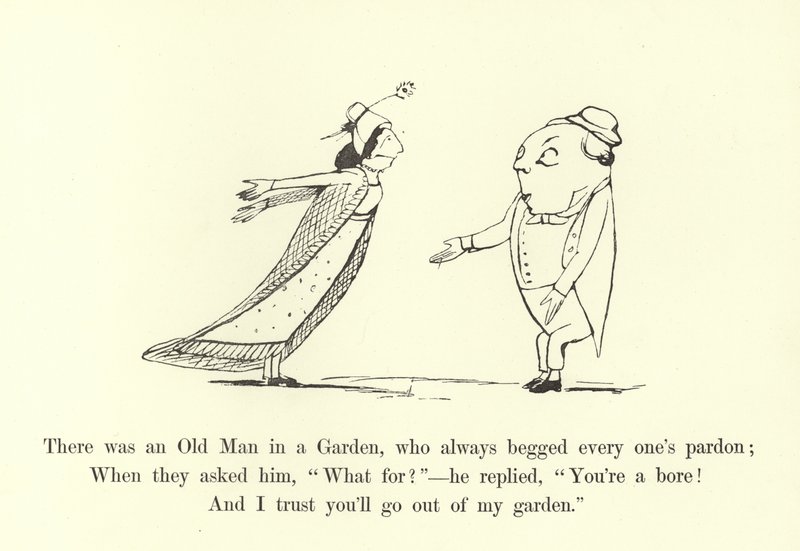 Det var en gammel mann i en hage, som alltid ba alle om unnskyldning av Edward Lear