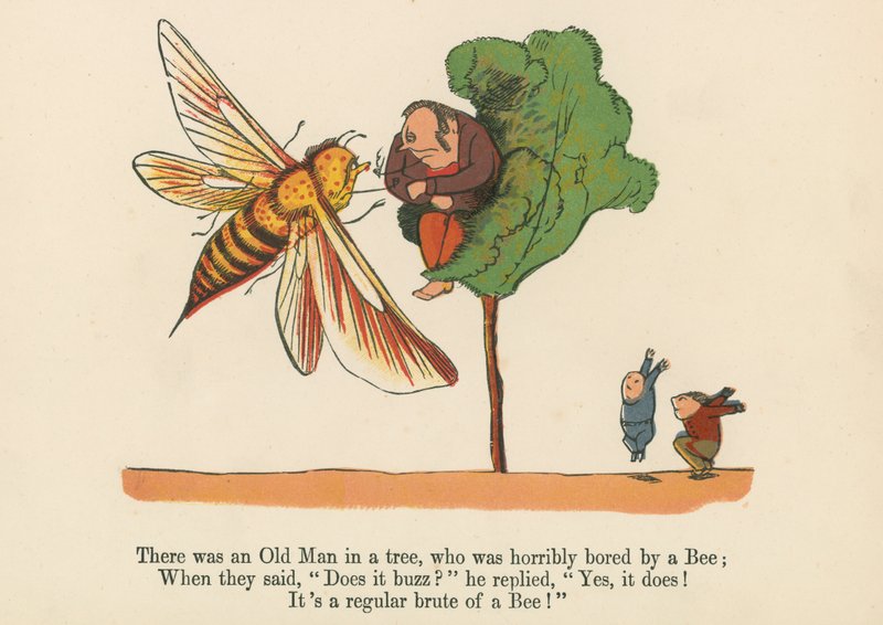 Det var en gammel mann i et tre, som var fryktelig lei av en bie, fra 